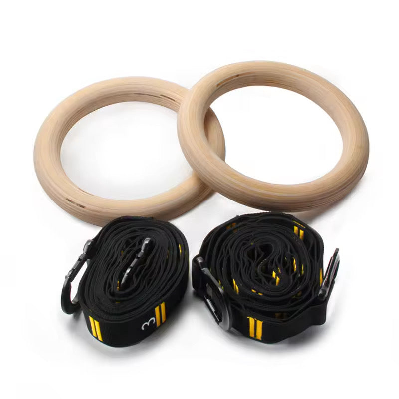Premium Wooden Olympic Gymnastic Rings, with Adjustable Straps