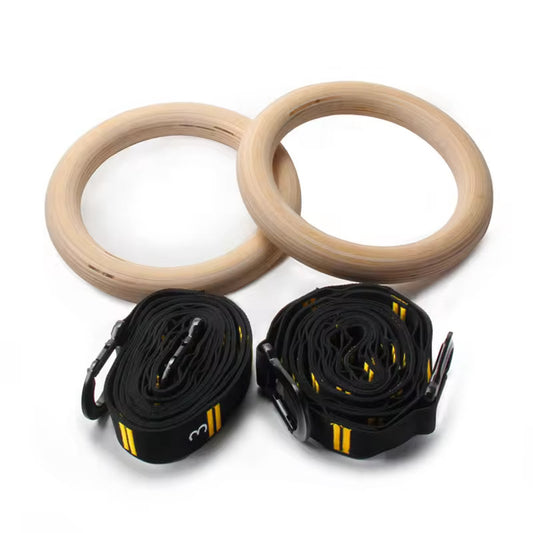 Premium Wooden Olympic Gymnastic Rings, with Adjustable Straps