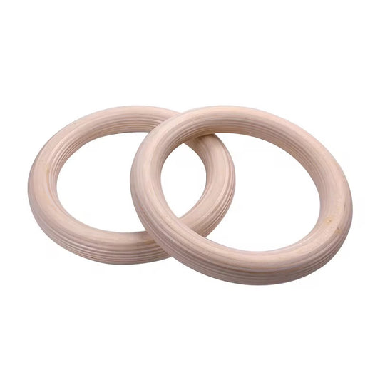 Classic Wooden Gymnastic Rings - 28mm with Adjustable Straps