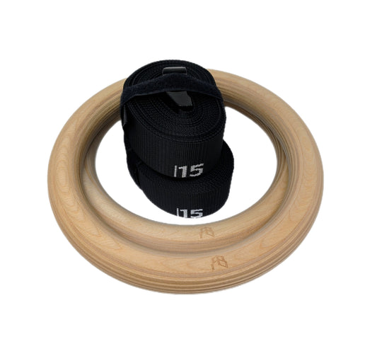 Classic Wooden Gymnastic Rings - 28mm Calisthenics Rings with Adjustable Straps